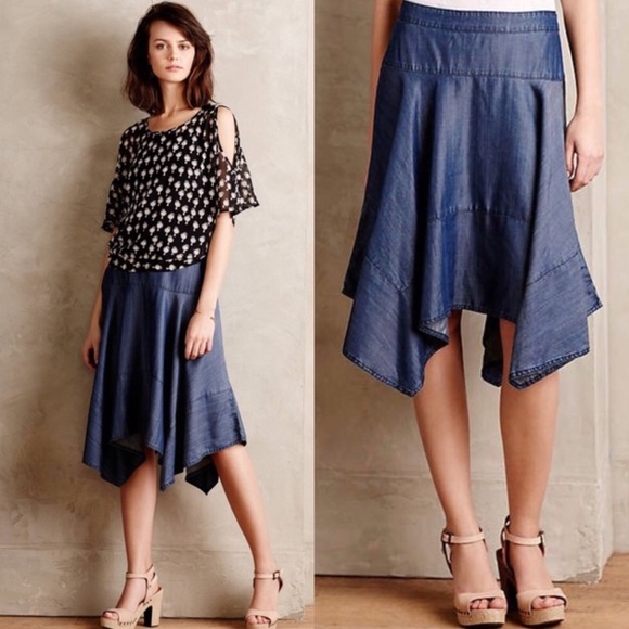 Anthropologie Dresses & Skirts - Anthro | HD in Paris Chambray Hanky Hem Skirt